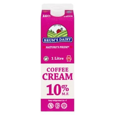 Brum's Dairy Half & Half Cream 10% M.F. 1L